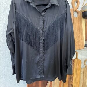 Black Western Fringe Women's Top
